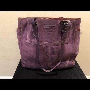 Purple Suede Coach Tote